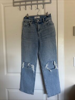 Abercrombie & Fitch Light Blue Straight Leg Ripped Jeans